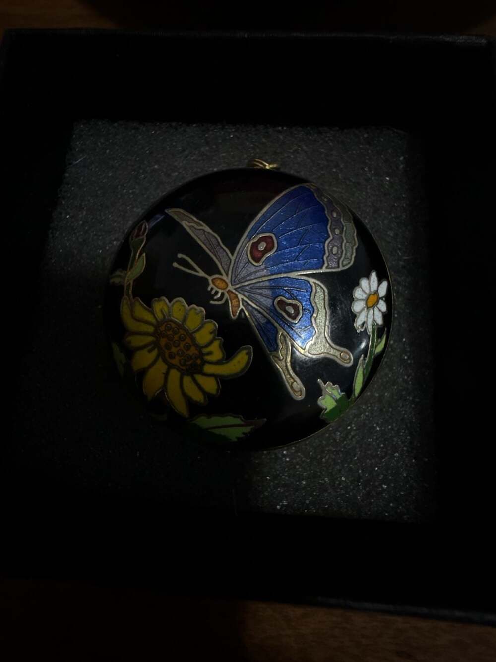 Vintage Chinese Cloisonne Enamel Butterfly Pendant